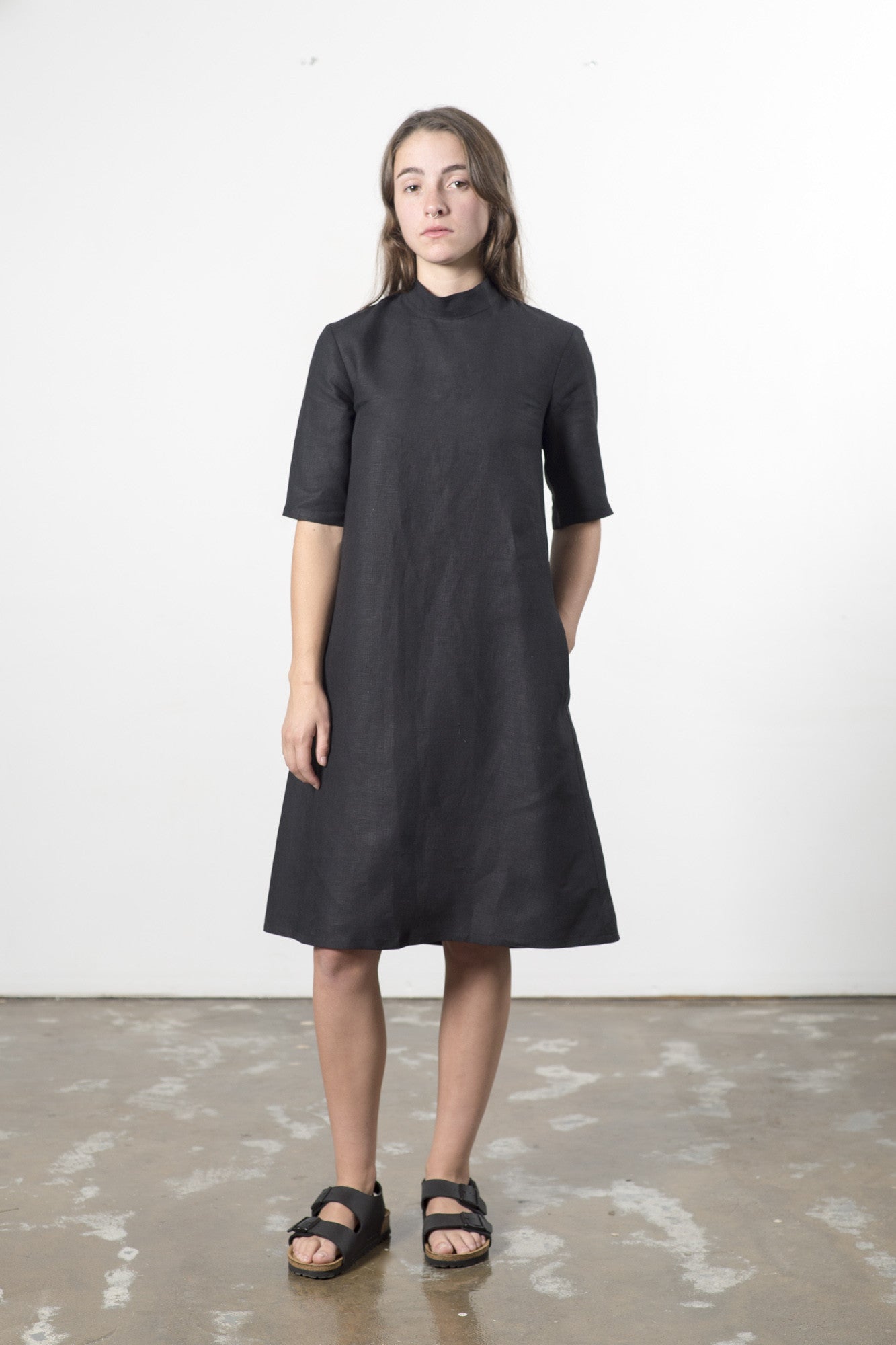 Hemp Linen High Neck Dress - Ensemble Studios