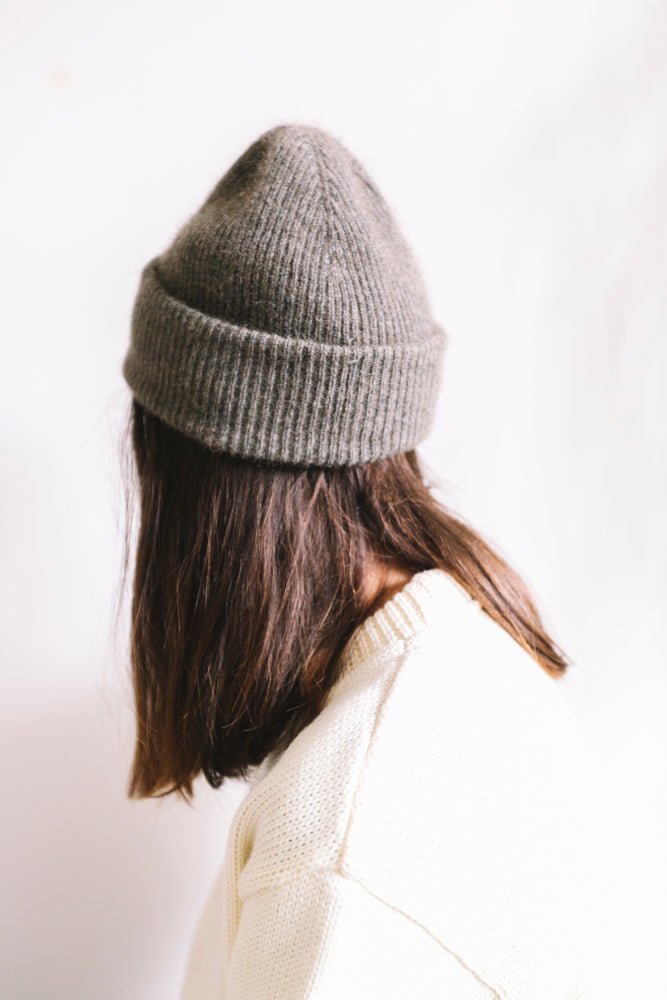 Possum Merino Fine Rib Beanie - Bark - Ensemble Studios