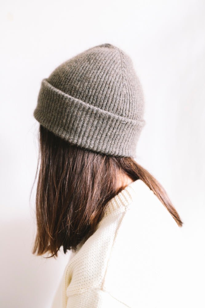 Possum Merino Fine Rib Beanie - Bark - Ensemble Studios