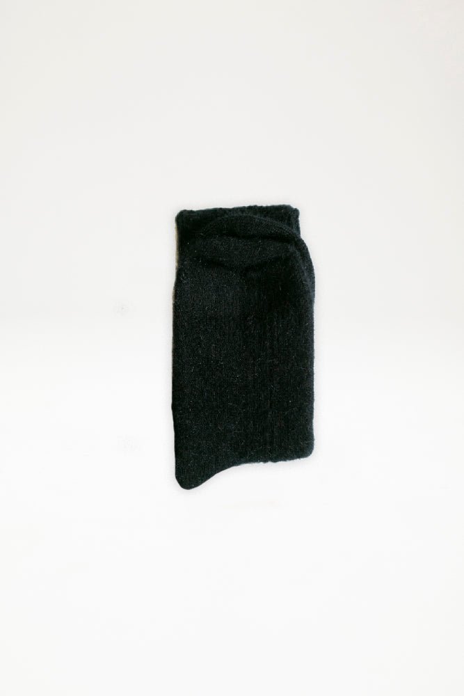 Possum Merino Rib Socks - Black - Ensemble Studios